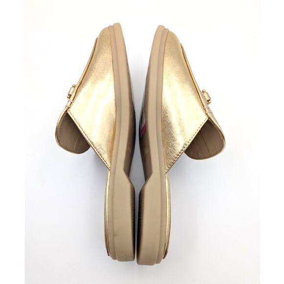 Sam Edelman Kira Slip On Mule Women's Logo Leather Gold Size US7M EU38 - Picture 7 of 11